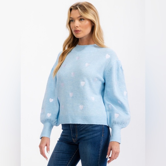 Sugarlips Sweaters - SUGARLIPS LARGE Women’s Long Sleeve NWT EMBROIDERED HEARTS SWEATER